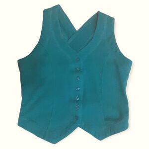 MISS JULI Teal green cropped vest sz M